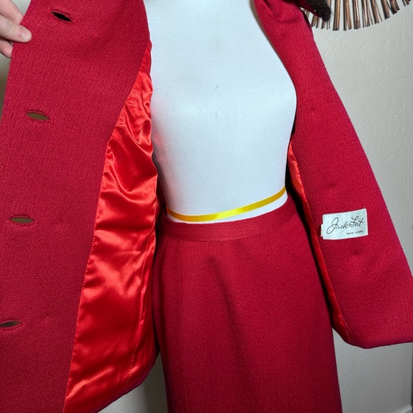 Vintage 1960s Ransohoff’s Wool 2 Pc Coat & Skirt MINK Collar Red Jack Feit Sz 10 - Picture 13 of 13
